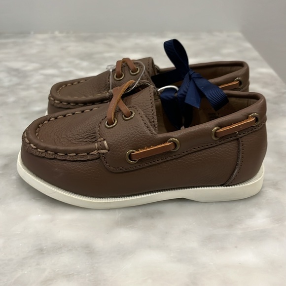 ❌SOLD❌ NWT Janie and Jack Baby Boy Brown Leather Boat Shoes - Size 7 - Picture 4 of 14